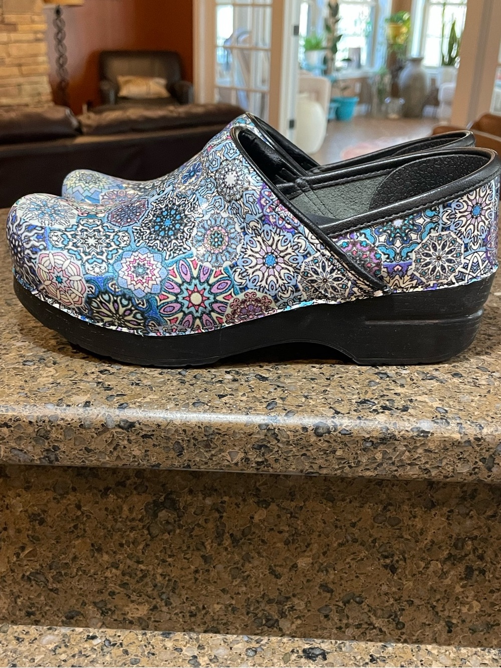 Dansko Mandala Print Professional Nurse Clog Mule Pink Blue Purple Sz 7 37